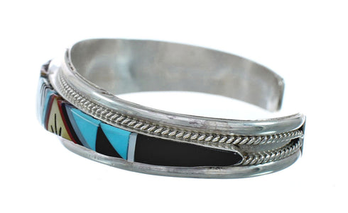 Zuni Multicolor Inlay Sterling Silver Cuff Bracelet NX11590
